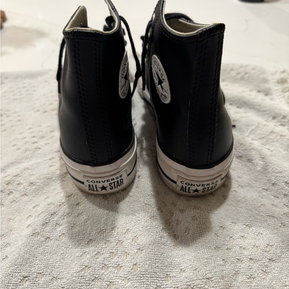 Converse Black High-Top Leather Platform Sneakers - Picture 4 of 8